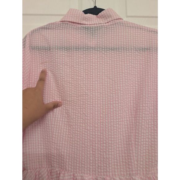 Sister Jane Amalfi Gingham Midi Dress Lemon Pink Seersucker Picnic Easter Tea M - Picture 12 of 12